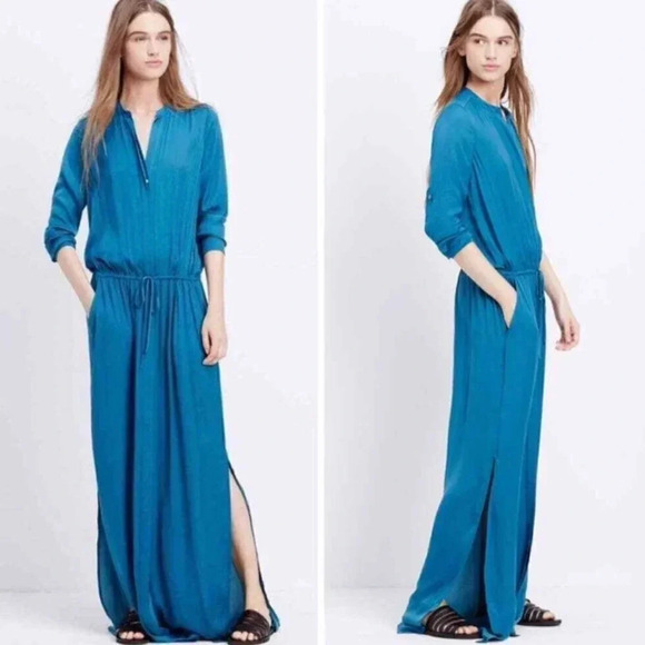 Vince Maxi Shirt Dress in Teal - Picture 1 of 16